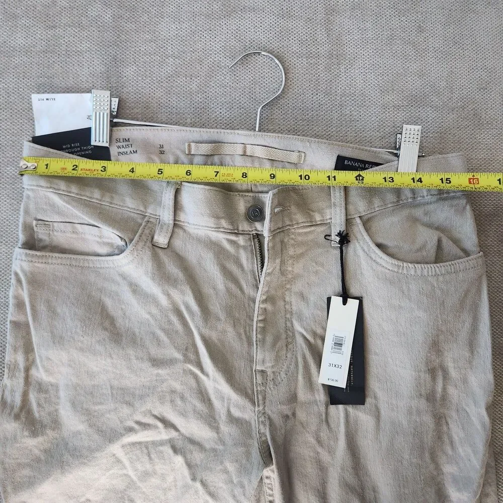 Banana Republic Men's 31X32 Linen Blend Slim Khaki Traveler Pants NWT $130